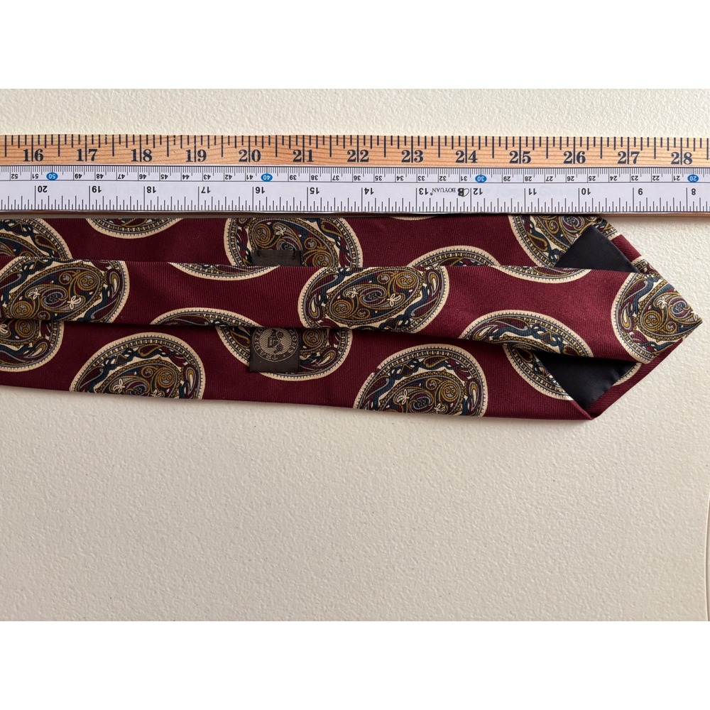 Muse's Atlanta Silk Necktie Hand Sewn Made‎ In USA Burgundy Paisley Pattern VTG - Picture 9 of 12